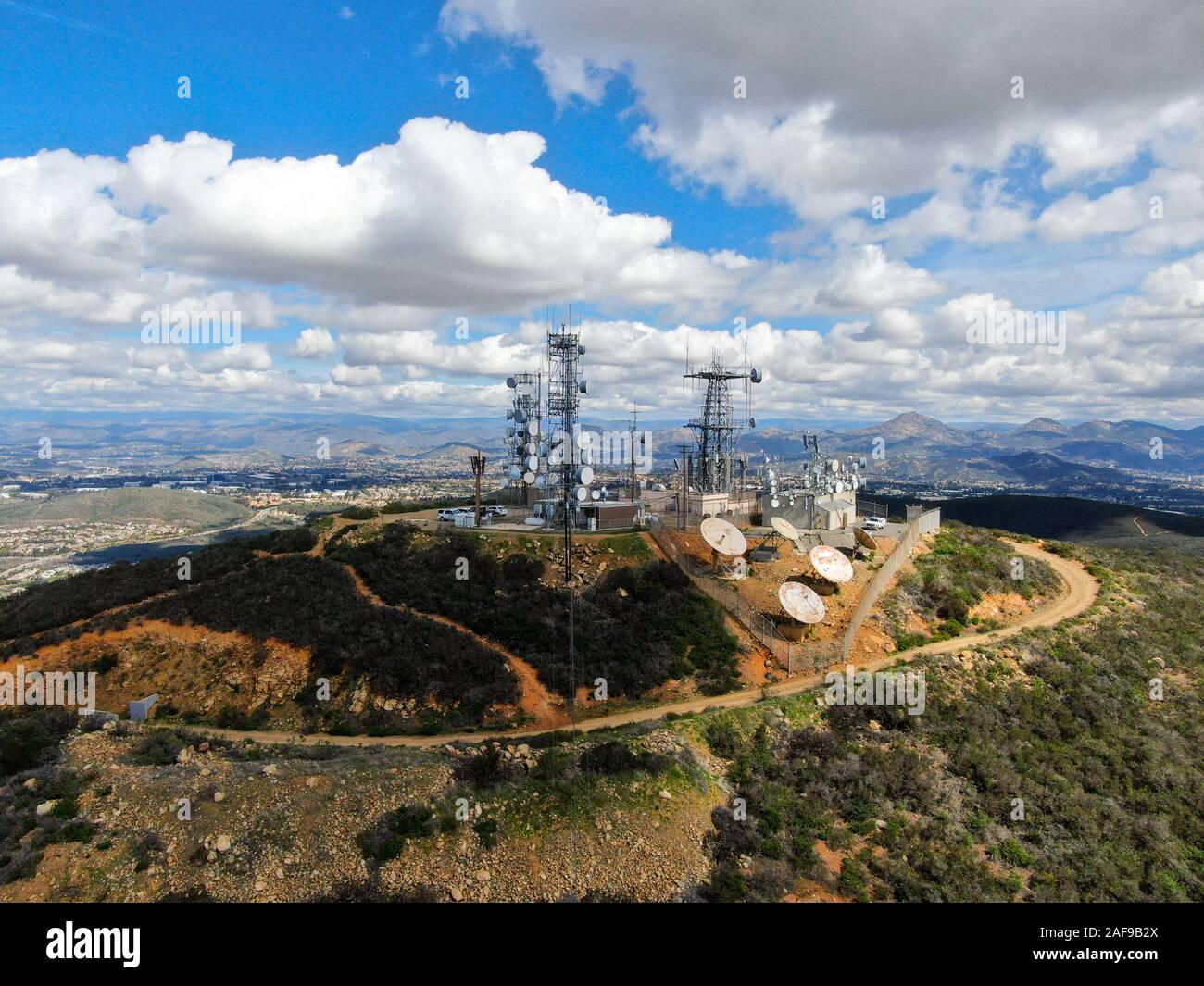 Aerial view of antennas on the top of Mountain, SD