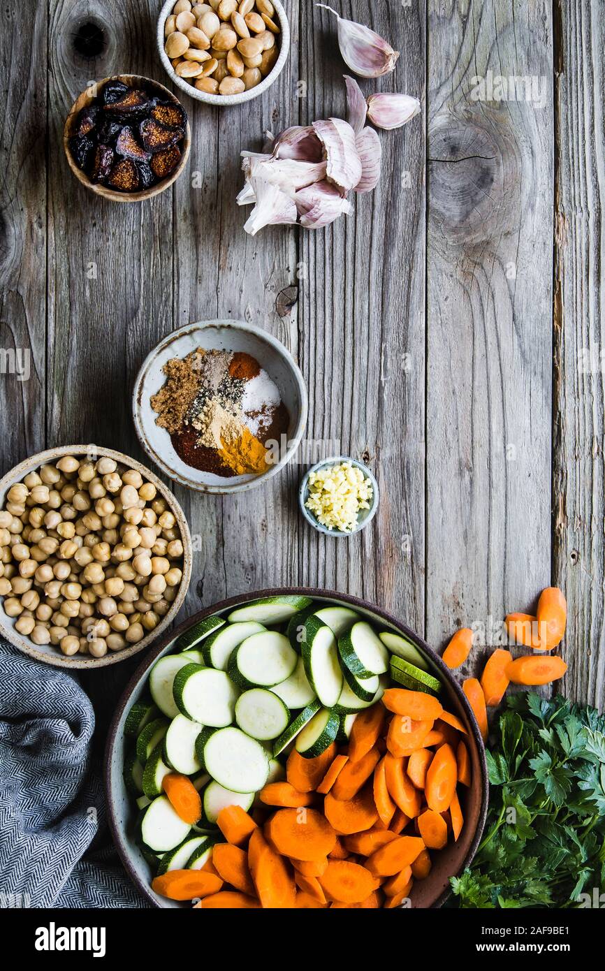 Ingredients for a Moroccan Summer Vegetable Tagine Stock Photo Alamy