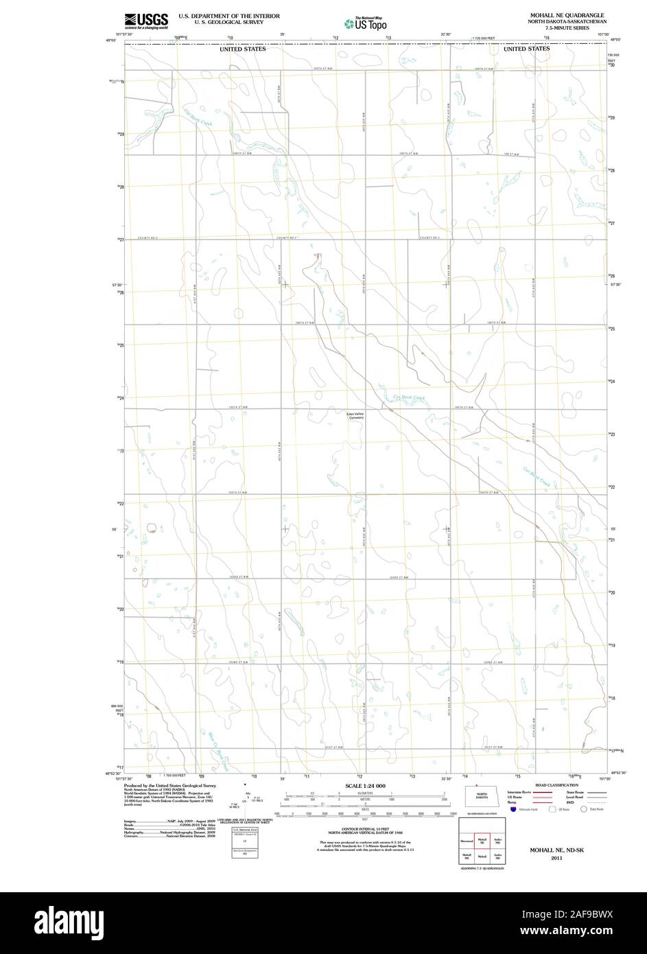 USGS TOPO Map North Dakota ND Mohall NE 20110506 TM Restoration Stock Photo