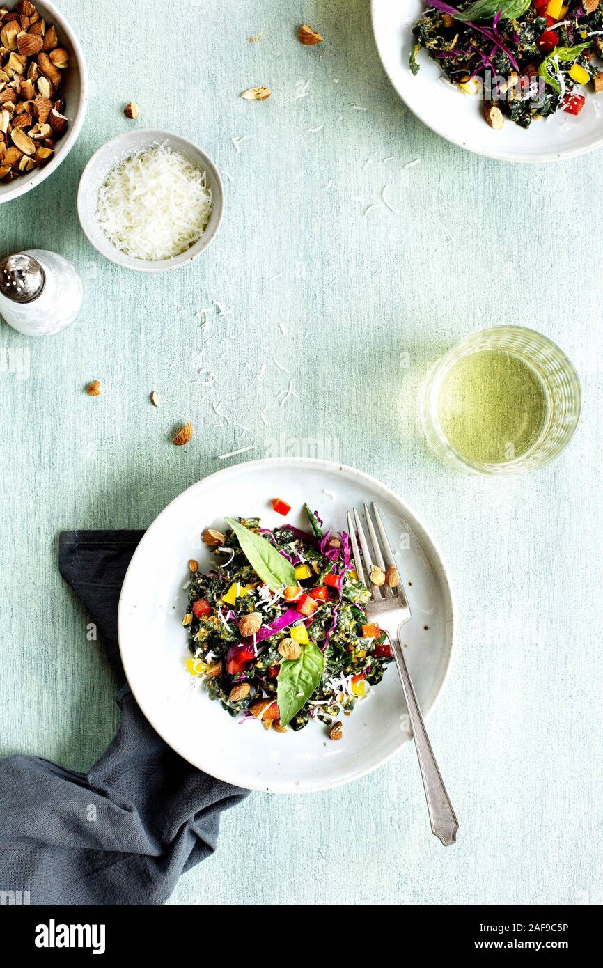 Kale Bell Pepper Salad with basil Stock Photo Alamy