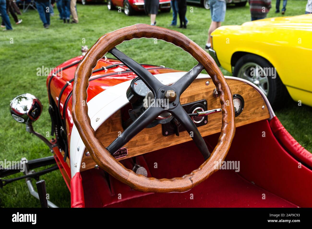 A restored stock Ford 1916 Model T Indianapolis 500 racer in the Moab April Action Car Show in Moab, Utah. Stock Photo