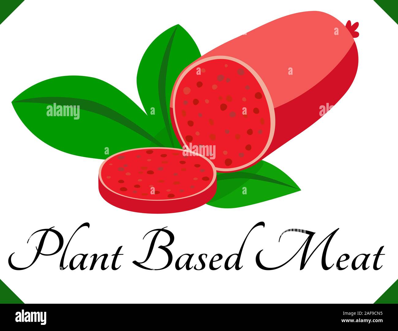 Plant based Meat with salami roll of hamburger sausage and leaves Stock Vector Image & Art Alamy