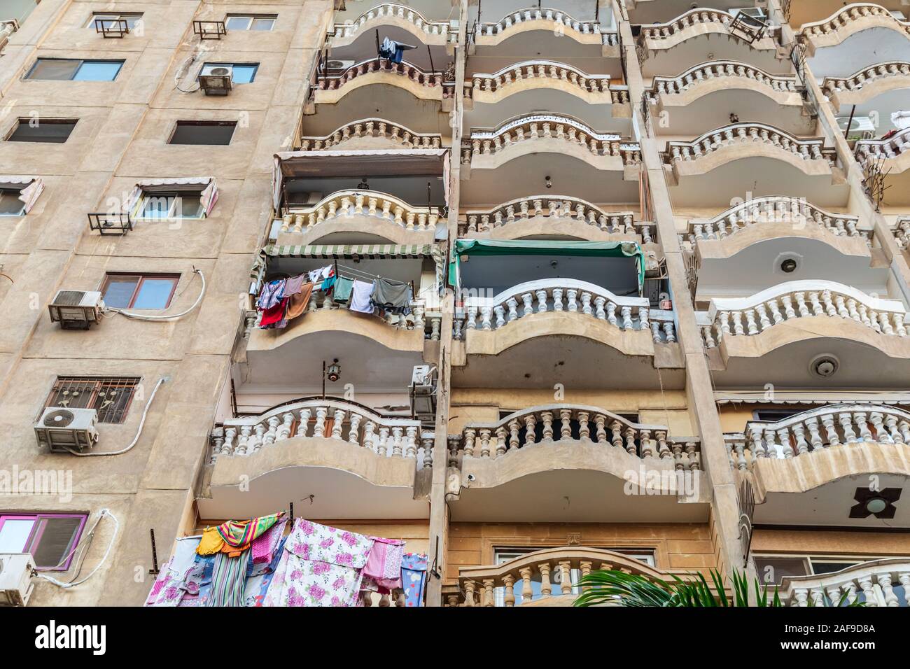Africa, Egypt, Cairo. Balconies on an apartment building in Cairo Stock