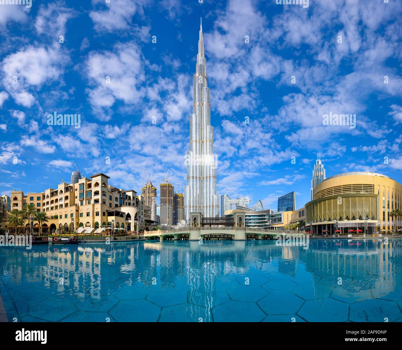 Dubai downtown with Burj Khalifa tower, UAE Stock Photo