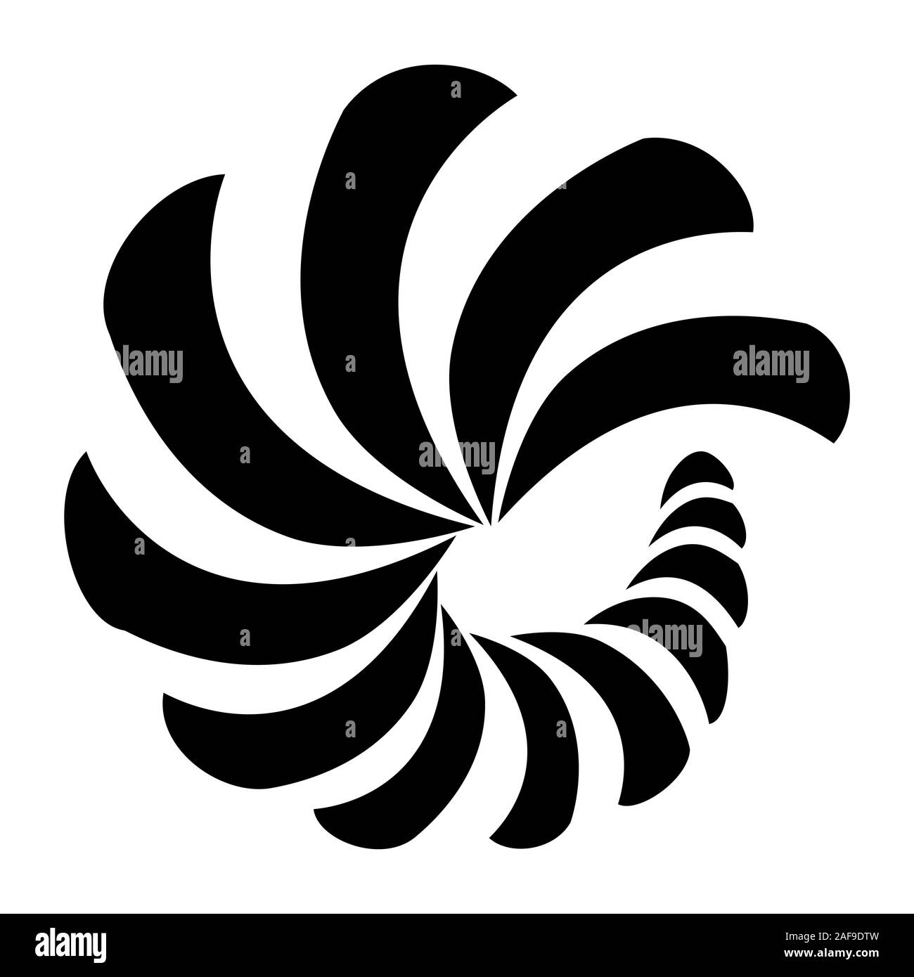 Maori Koru Nautilus Spiral Logo black New Zealand Kiwiana style Stock Vector
