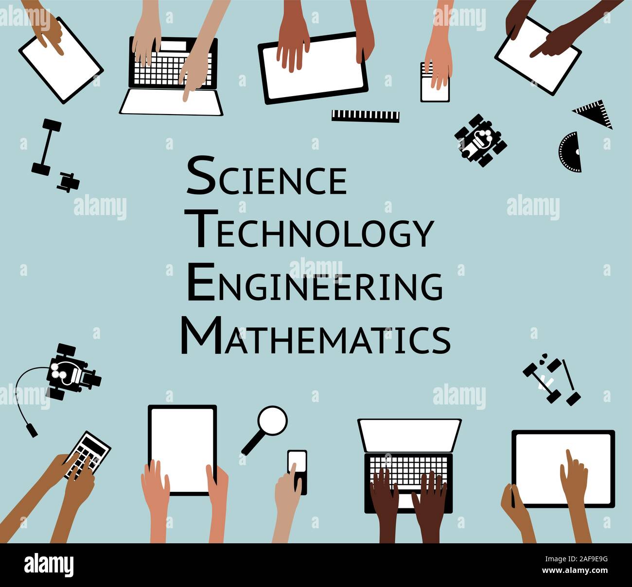 STEM Science Technology Engineering Maths Device Tablets Cloud and ...