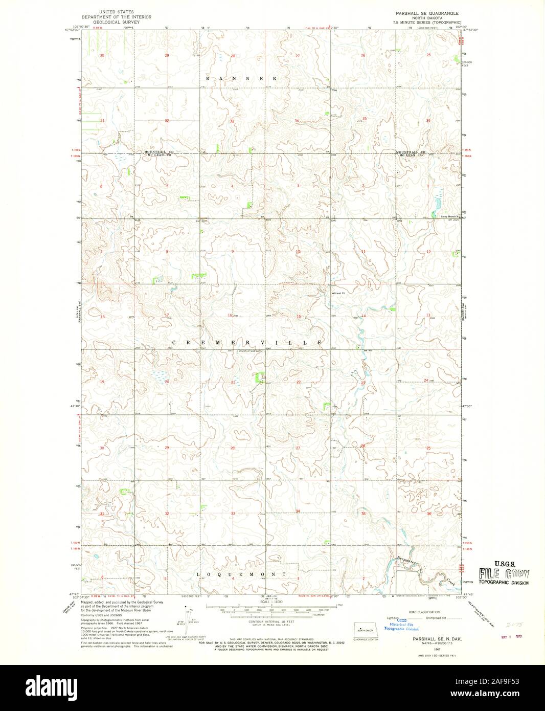 USGS TOPO Map North Dakota ND Parshall SE 284714 1967 24000 Restoration