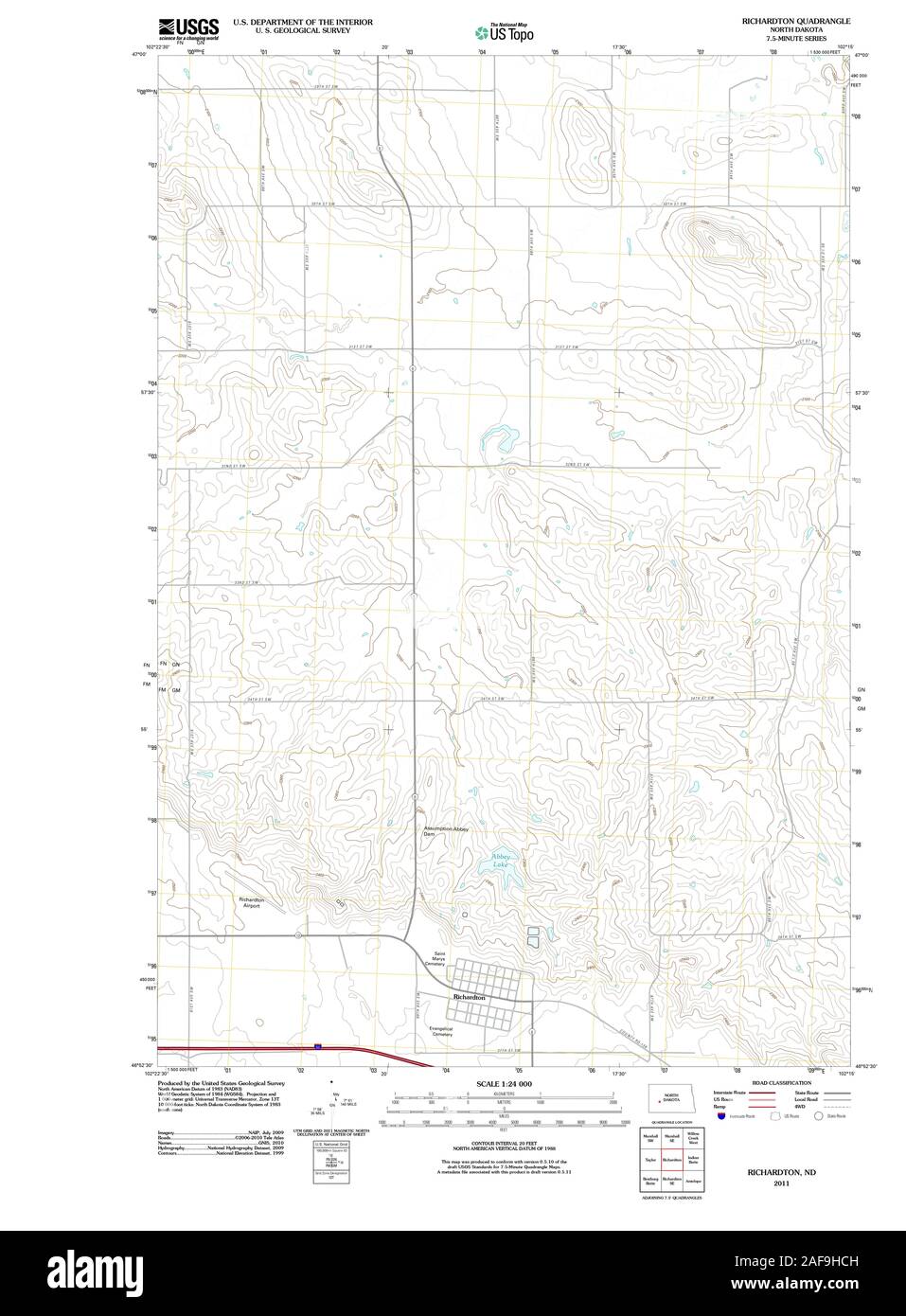 USGS TOPO Map North Dakota ND Richardton 20110411 TM Restoration Stock Photo