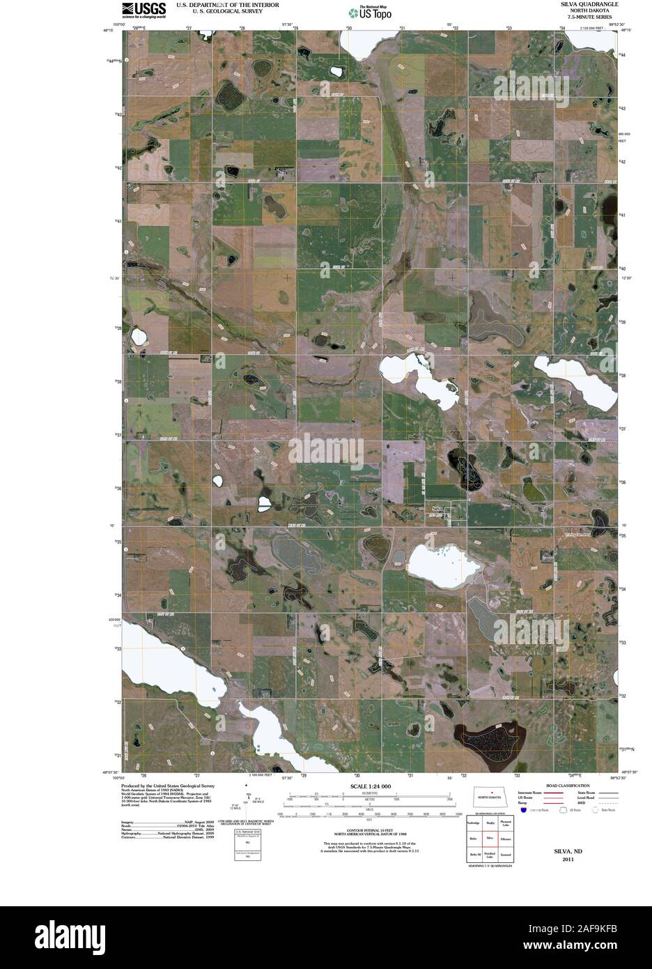 USGS TOPO Map North Dakota ND Silva 20110411 TM Restoration Stock Photo