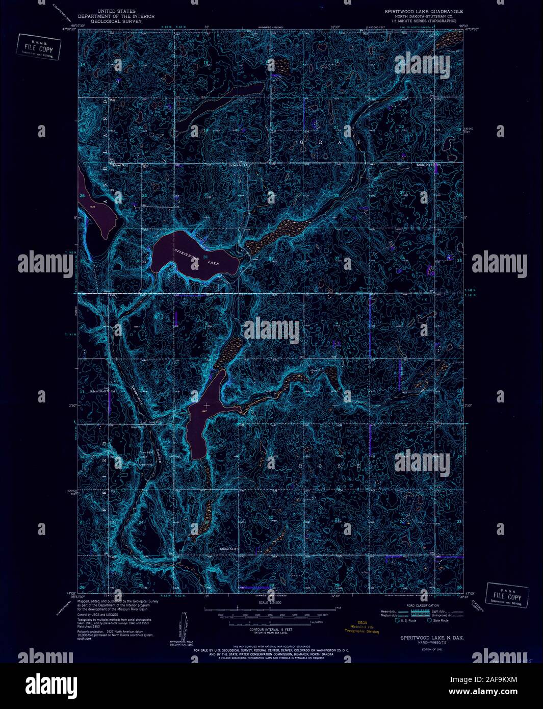 USGS TOPO Map North Dakota ND Spiritwood Lake 284959 1951 24000
