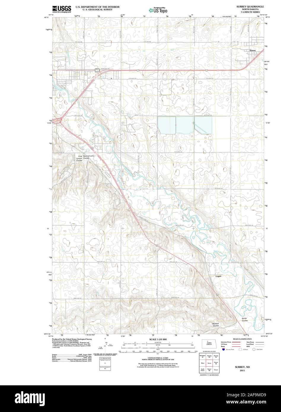 Map of surrey north dakota hires stock photography and images Alamy