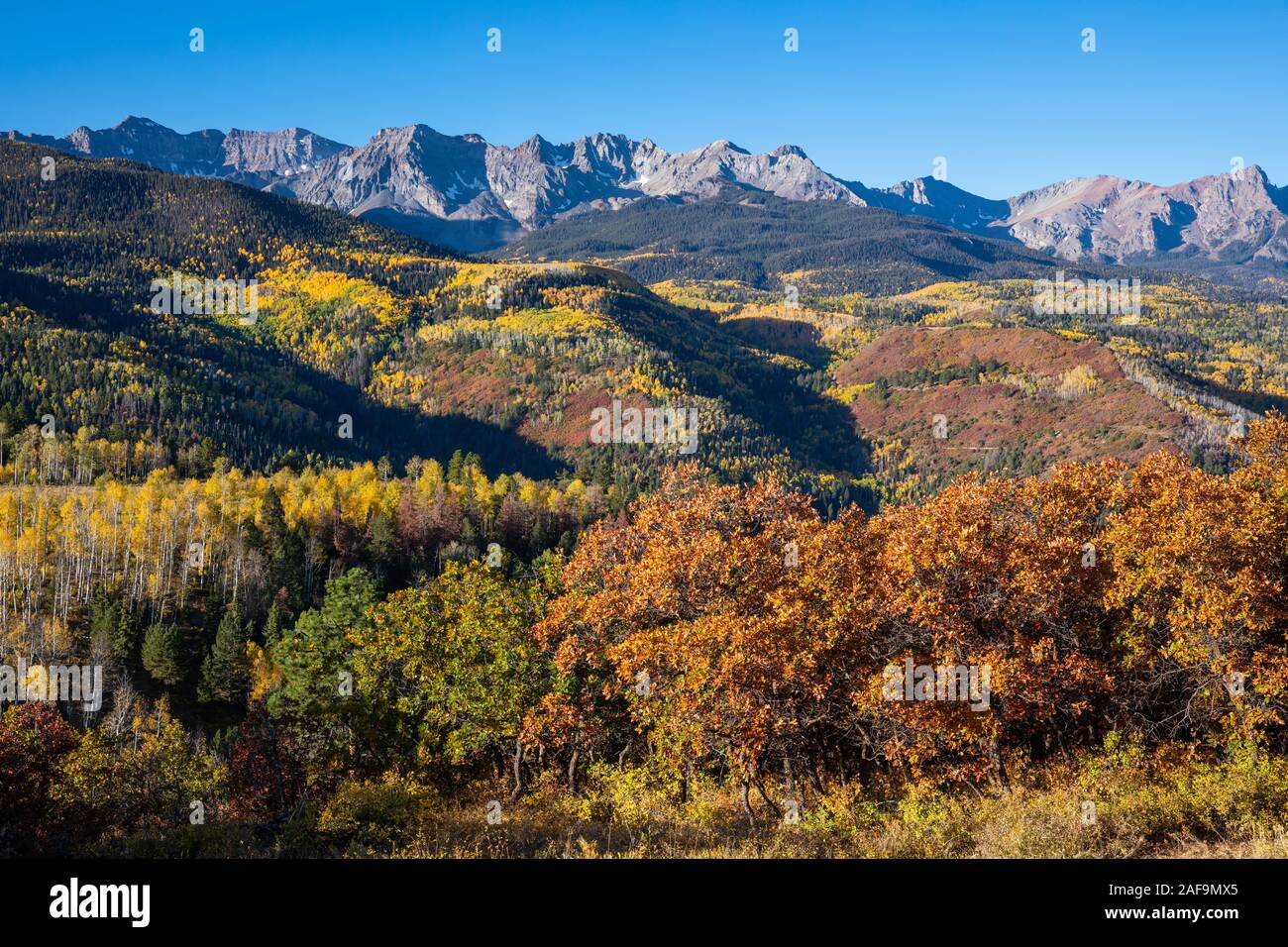 County Road 5, Sneffels Range, San Juan Mountains, Colorado Stock Photo