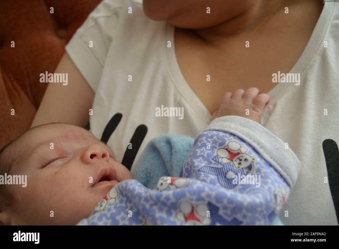 sleepy new born baby in dream Stock Photo Alamy