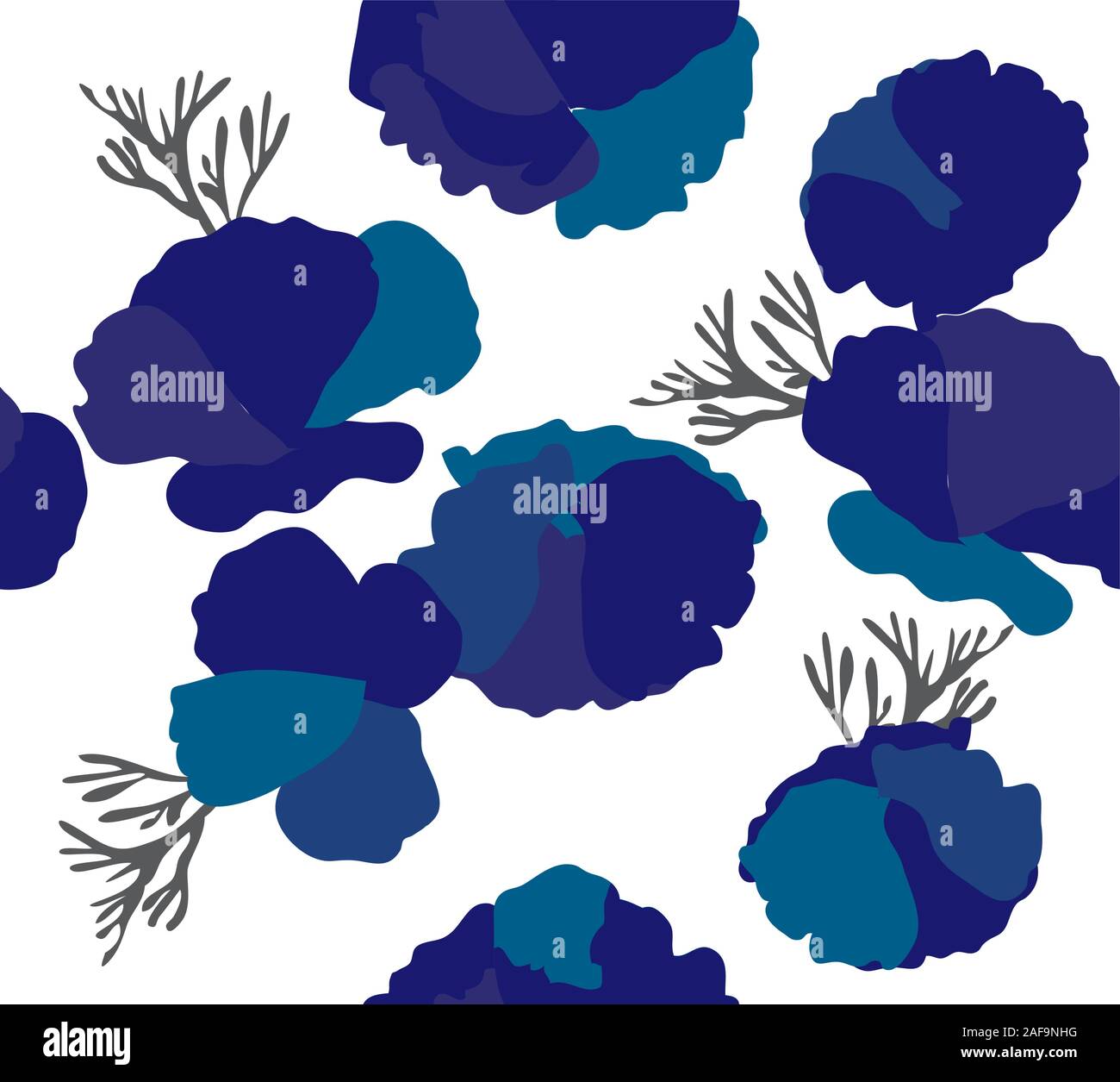 vector illustration of seamless blue flowers background Stock Vector ...