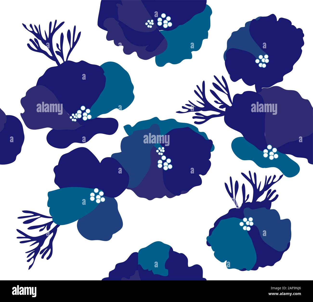 vector illustration of seamless blue flowers background Stock Vector