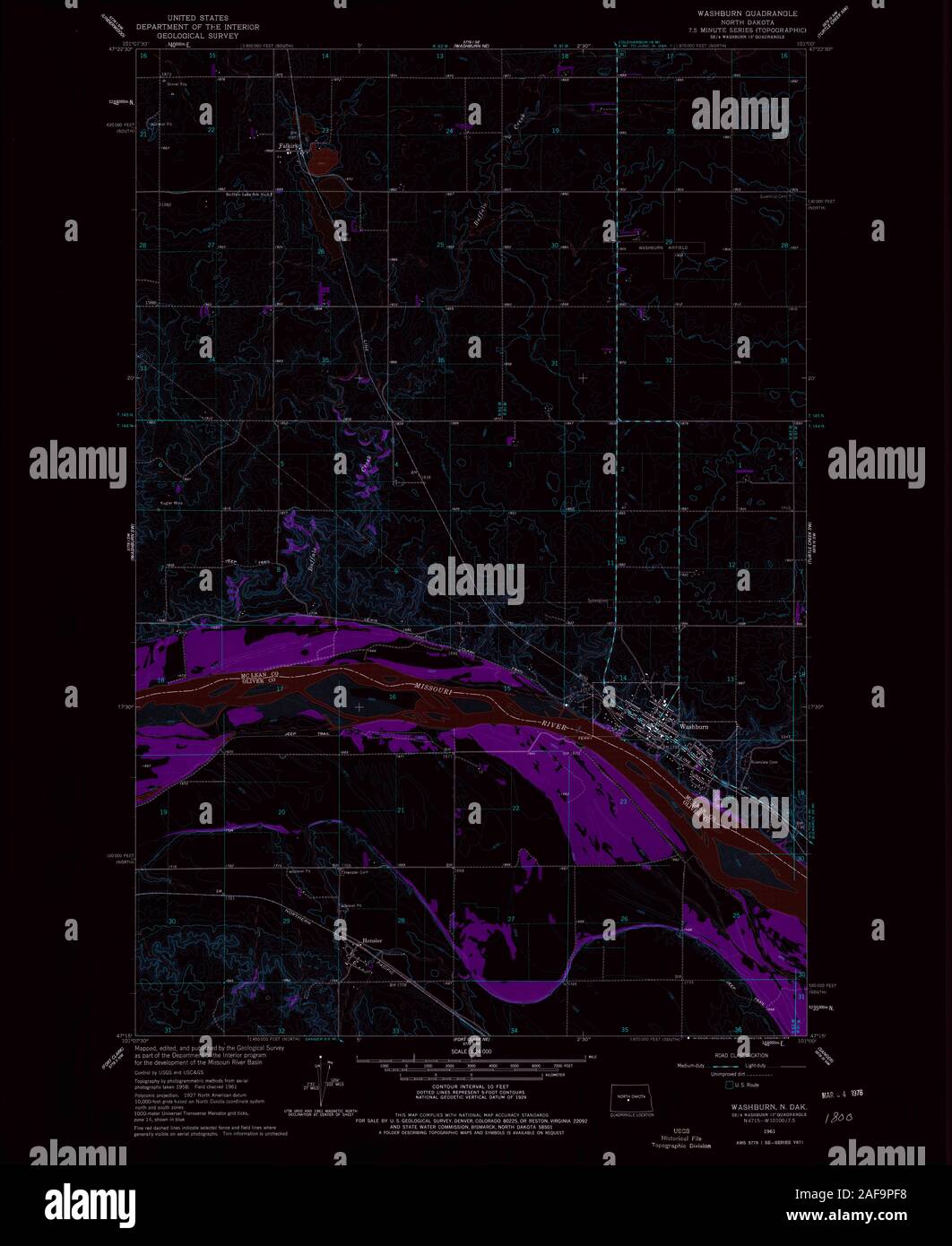 Washburn north dakota map hires stock photography and images Alamy
