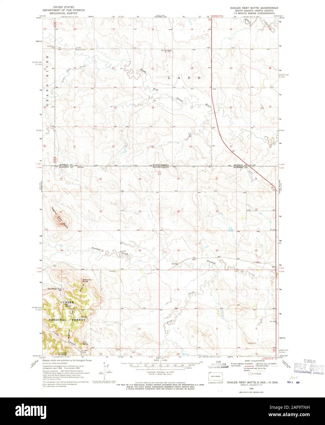 USGS TOPO Map North Dakota SD Eagles Nest Butte 343117 1968 24000 Restoration Stock Photo Alamy