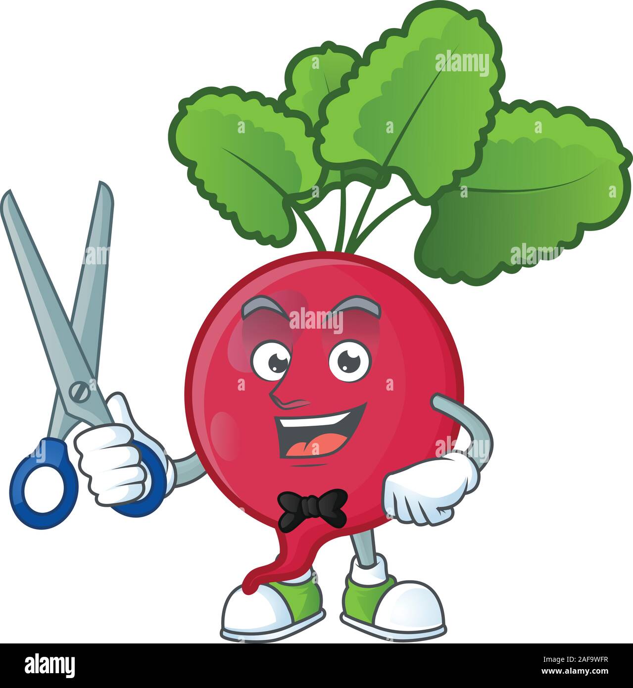 Smiley barber red radish mascot cartoon character design Stock Vector