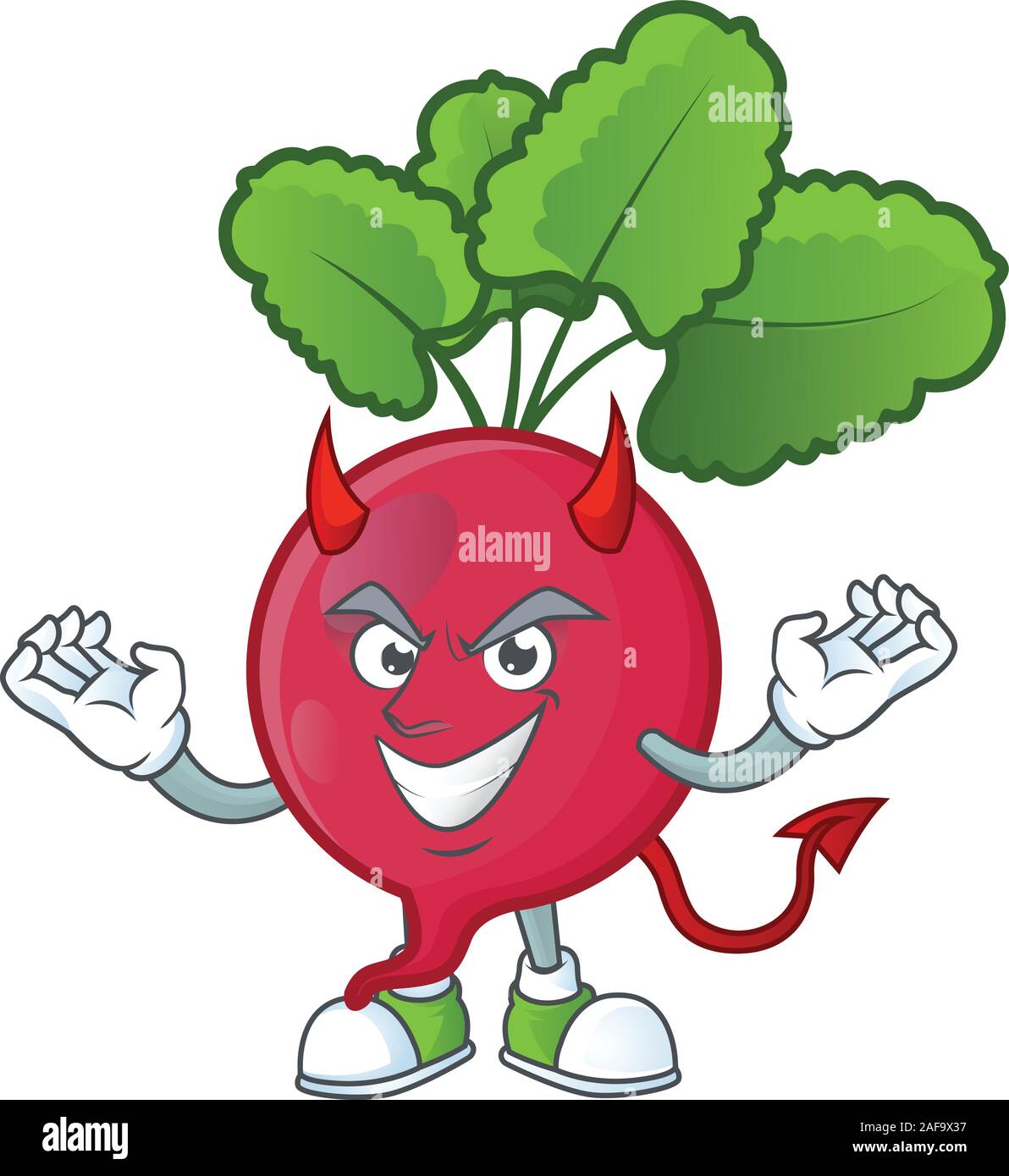 Evil Raddish Picture of red radish as a Devil cartoon mascot Stock Vector Image ...