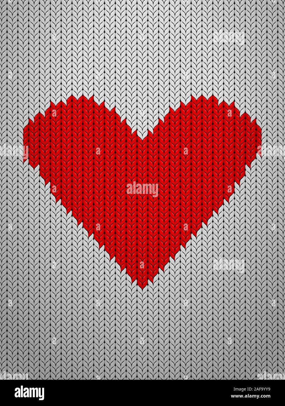 Knitted pattern background with heart. Vector illustration Stock Photo ...