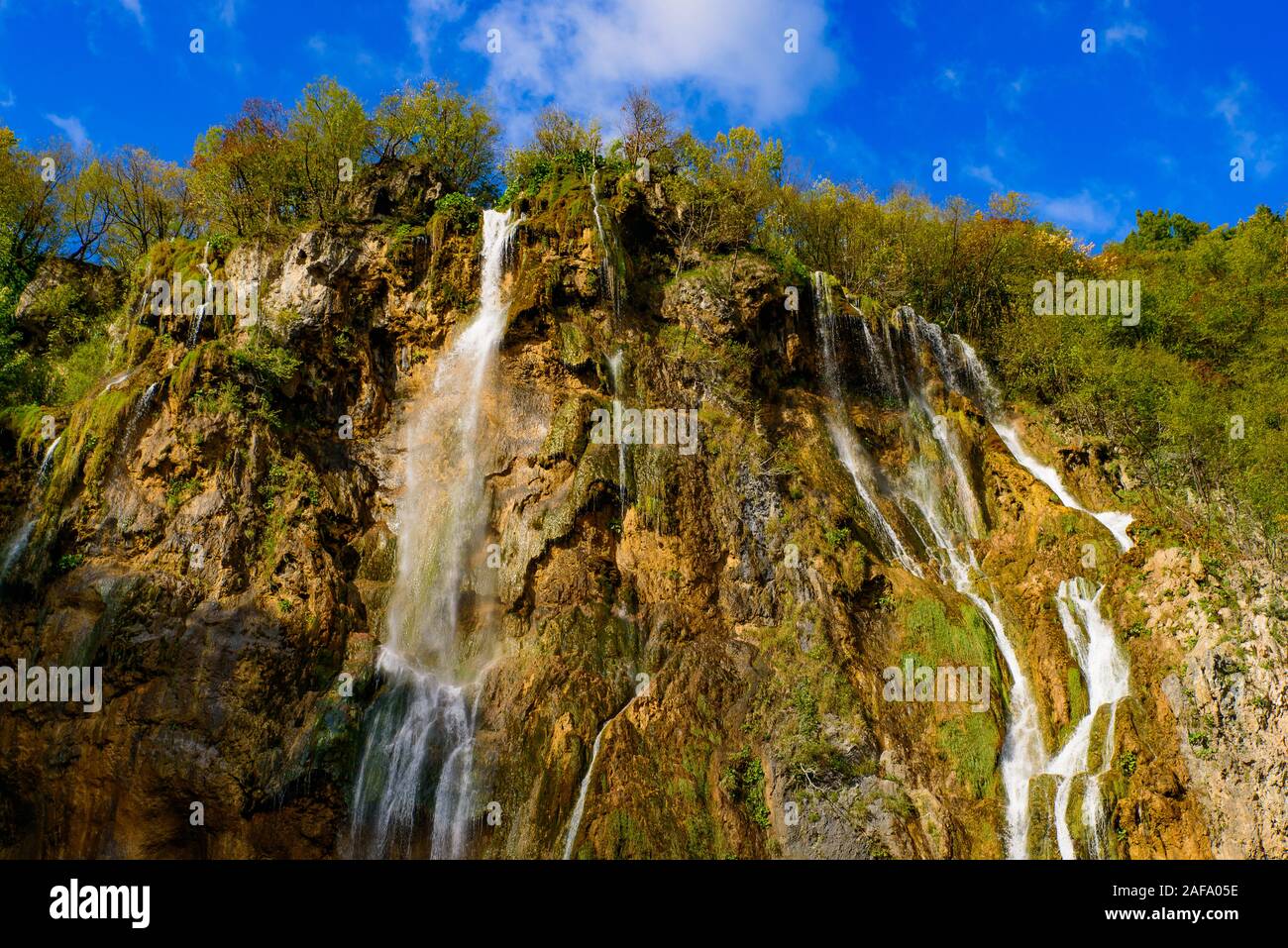 Great Waterfall at Lower Lakes, the highest waterfall in Plitvice Lakes National Park (Plitvička Jezera), Croatia Stock Photo