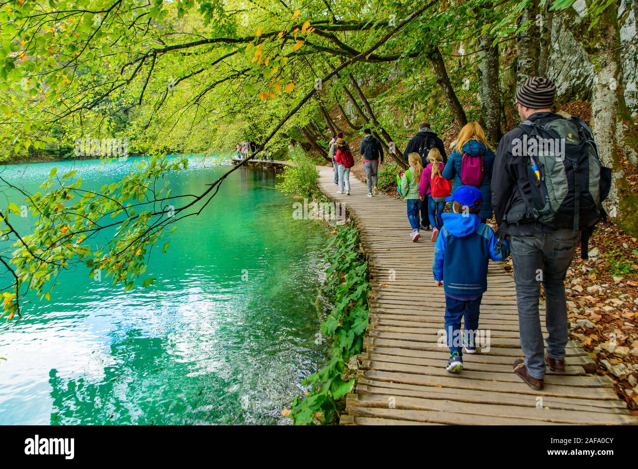 People walking on the trekking path at Plitvice Lakes National Park  (Plitvička Jezera), a national park in Croatia Stock Photo - Alamy