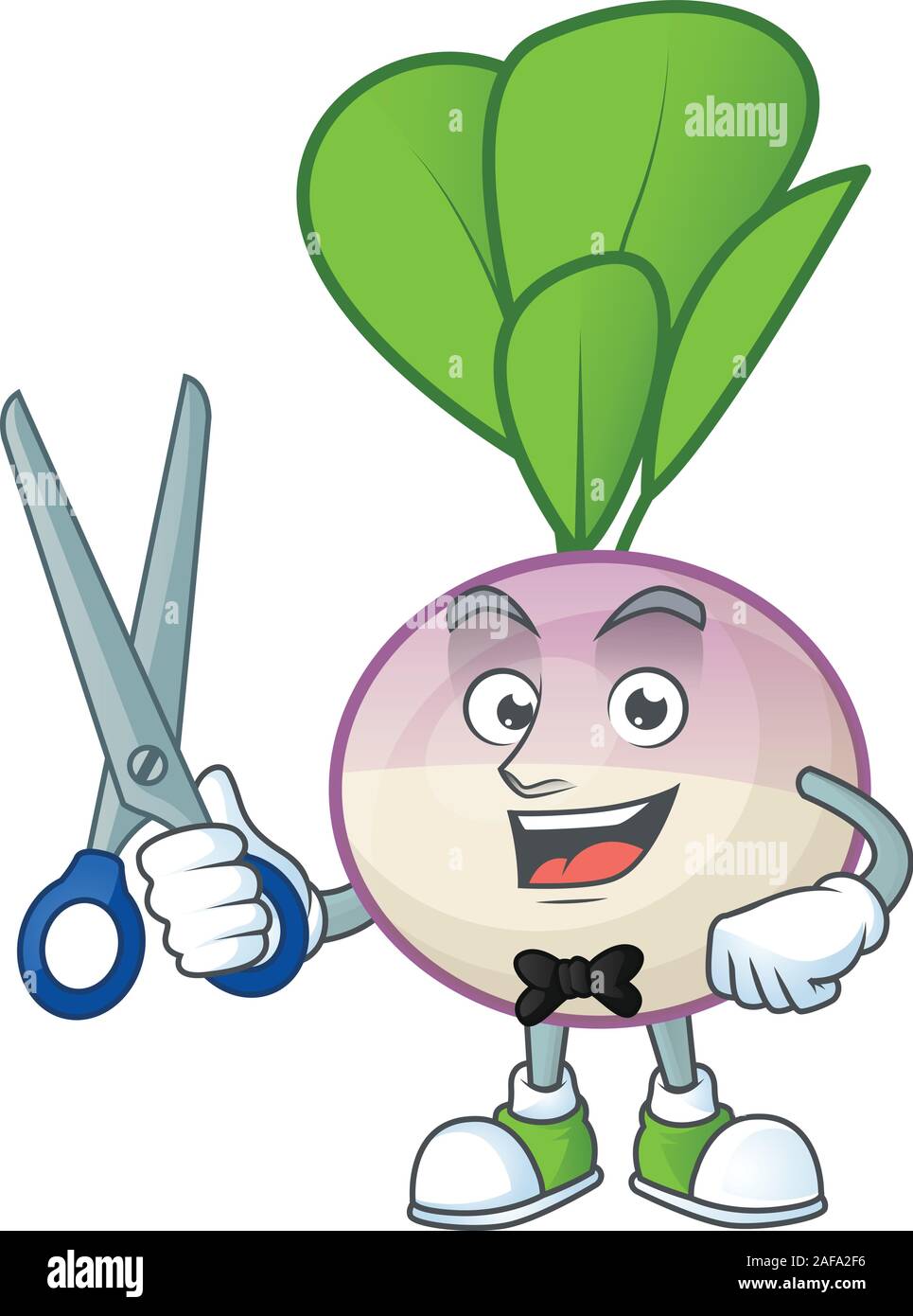 Smiley barber turnip mascot cartoon character design Stock Vector