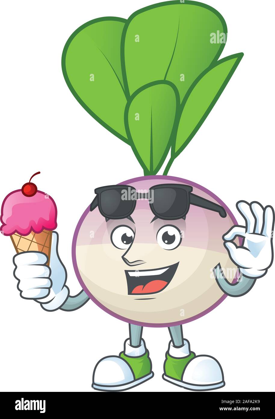 Cute turnip cartoon character with ice cream Stock Vector Image & Art