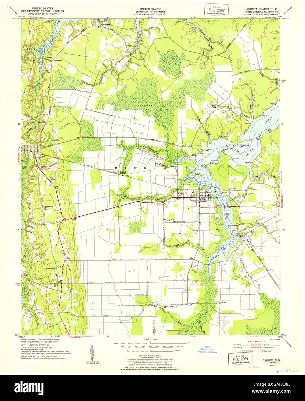 Geodetic Survey Maps Online Aurora, North Carolina, Map 1950, 1:24000, United States Of America By  Timeless Maps, Data U.s. Geological Survey Stock Photo - Alamy