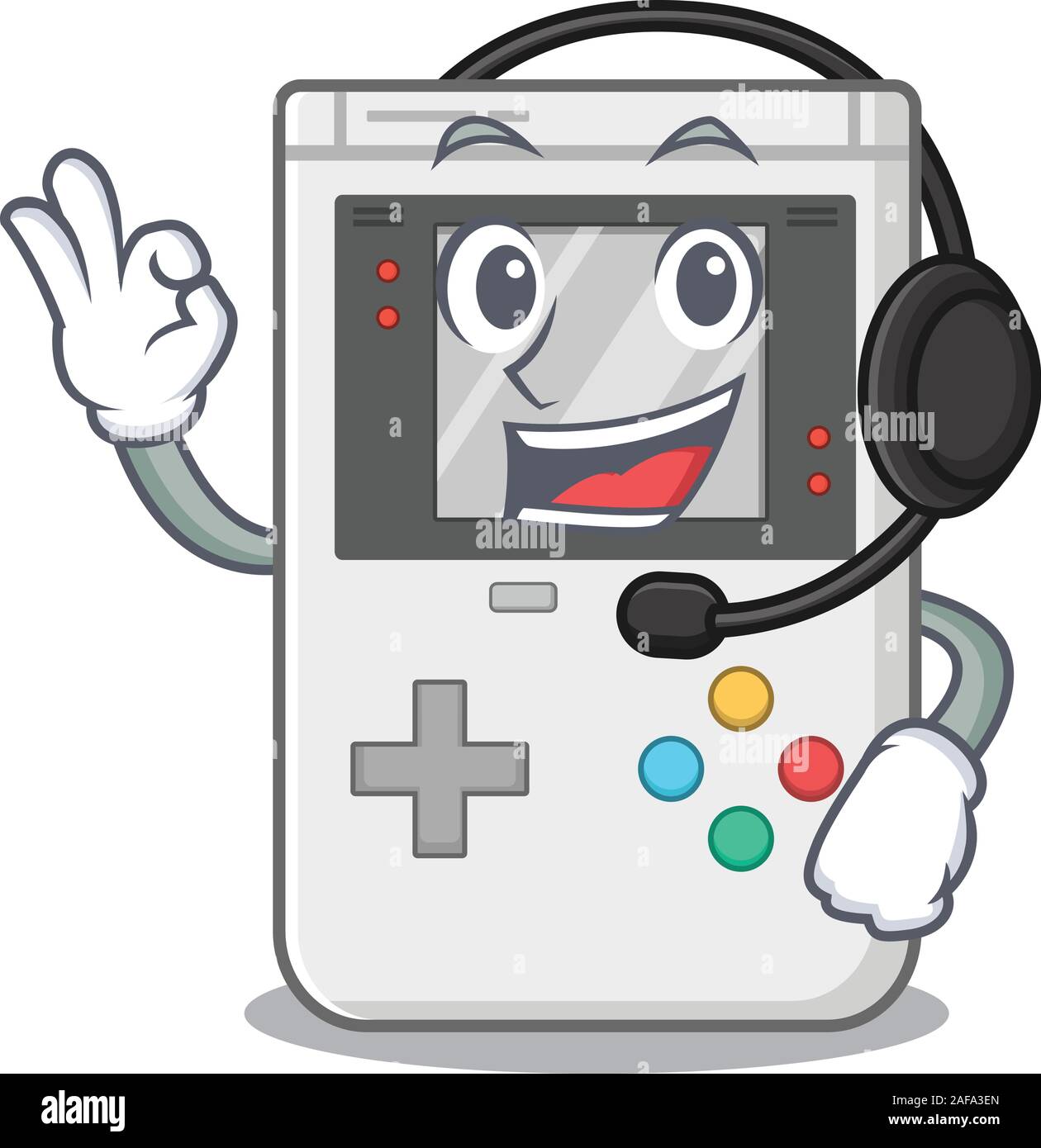 cute handheld game Scroll cartoon character design wearing headphone Stock  Vector Image & Art - Alamy