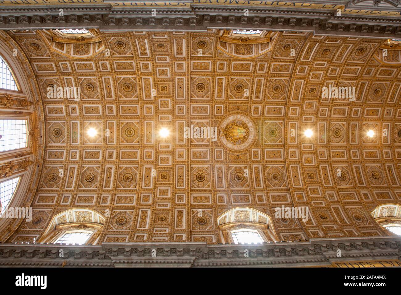 Roof details inside St. Peter's Basilica, Vatican City, Rome Stock Photo