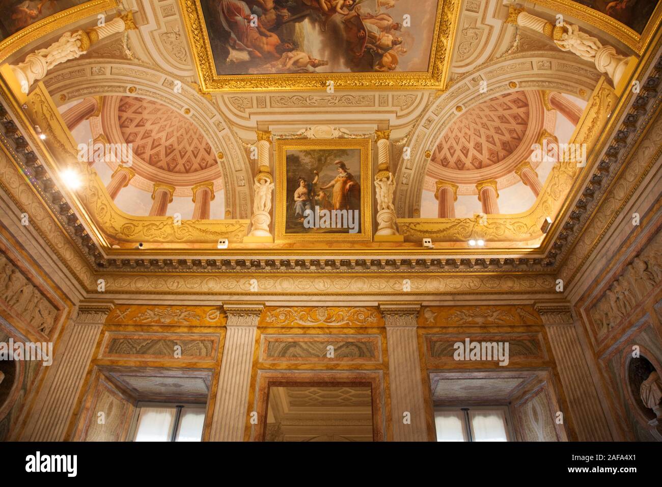 Painted ceiling frescos inside the Galleria Borghese (Borghese Gallery), Rome Stock Photo