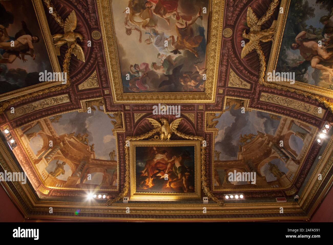 Painted ceiling frescos inside the Galleria Borghese (Borghese Gallery), Rome Stock Photo