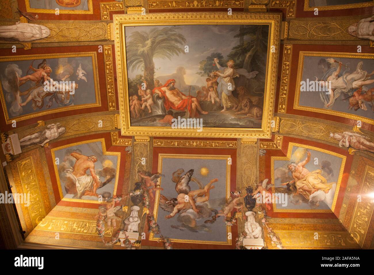 Painted ceiling frescos inside the Galleria Borghese (Borghese Gallery), Rome Stock Photo