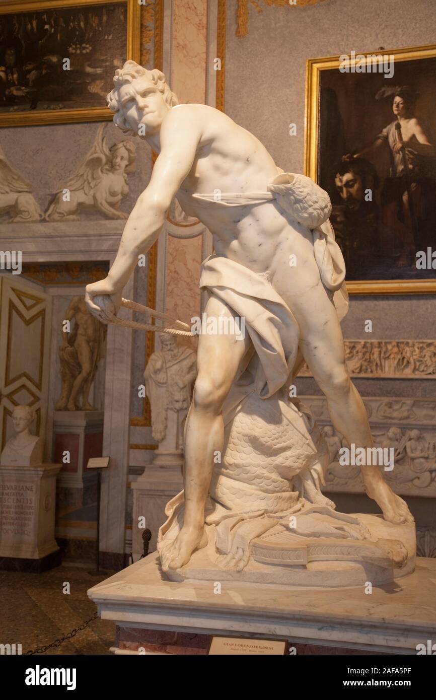 David by Bernini in the Galleria Borghese (Borghese Gallery), Rome Stock Photo