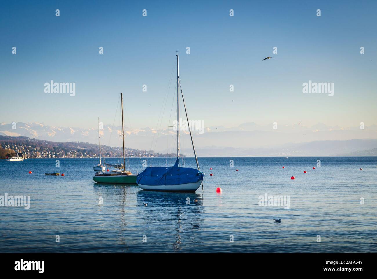 Zurich Lake and town Stock Photo