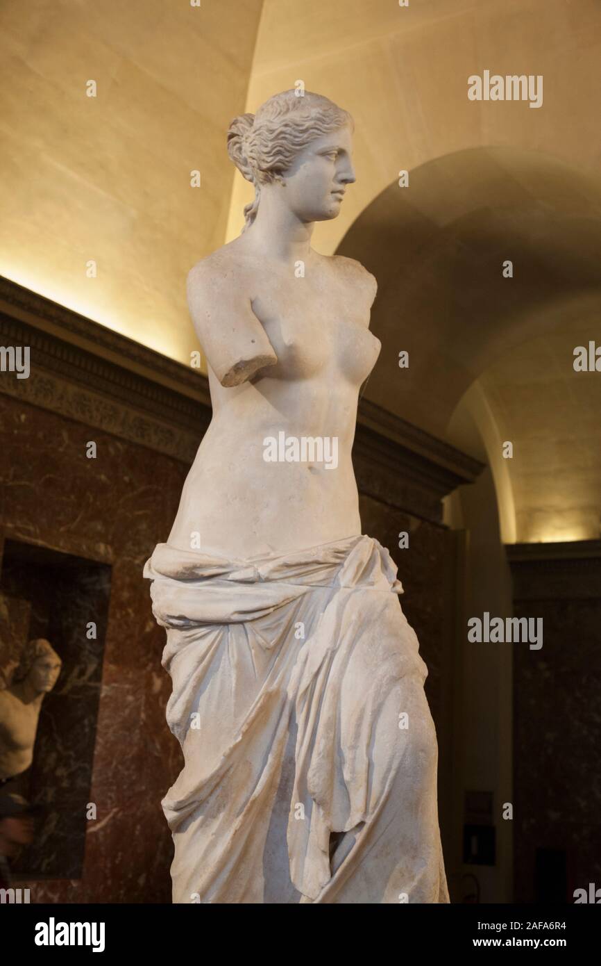 Portrait of the famous Greek statue the Venus De Milo, in the Louvre, Paris Stock Photo