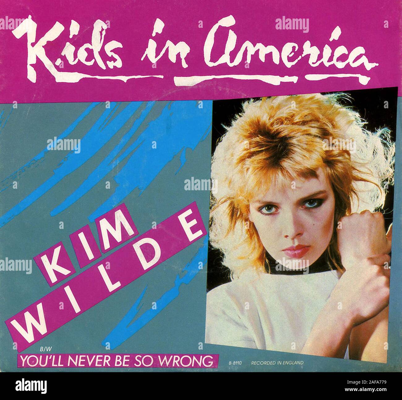 Kim Wilde - Kids In America - Vintage Vinyl Album Cover Stock.