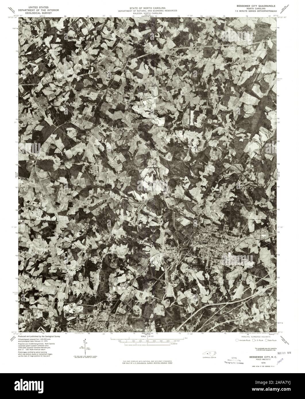 USGS TOPO Map North Carolina NC Bessemer City 163739 1976 24000