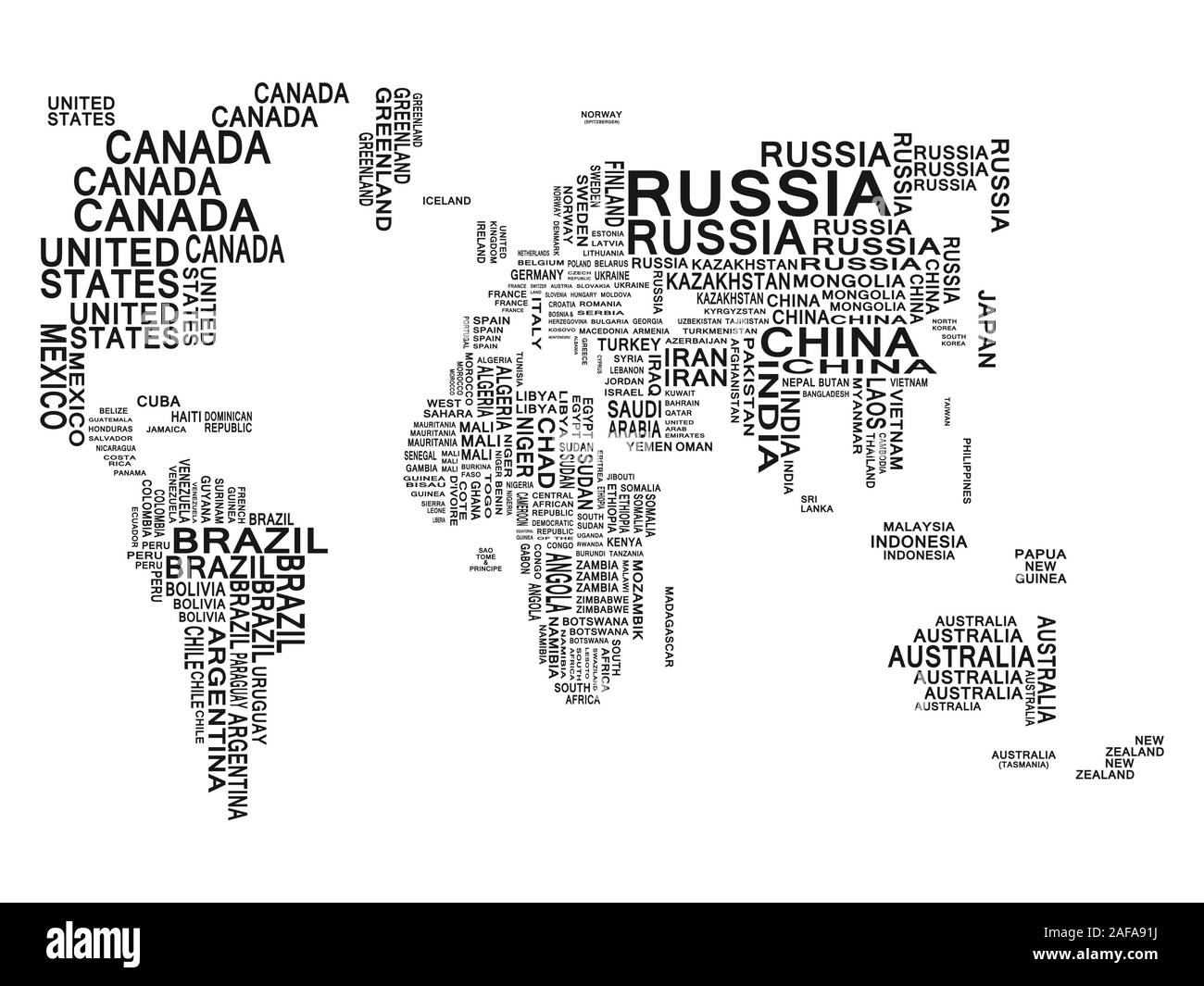 World map. Black on a white background Stock Vector