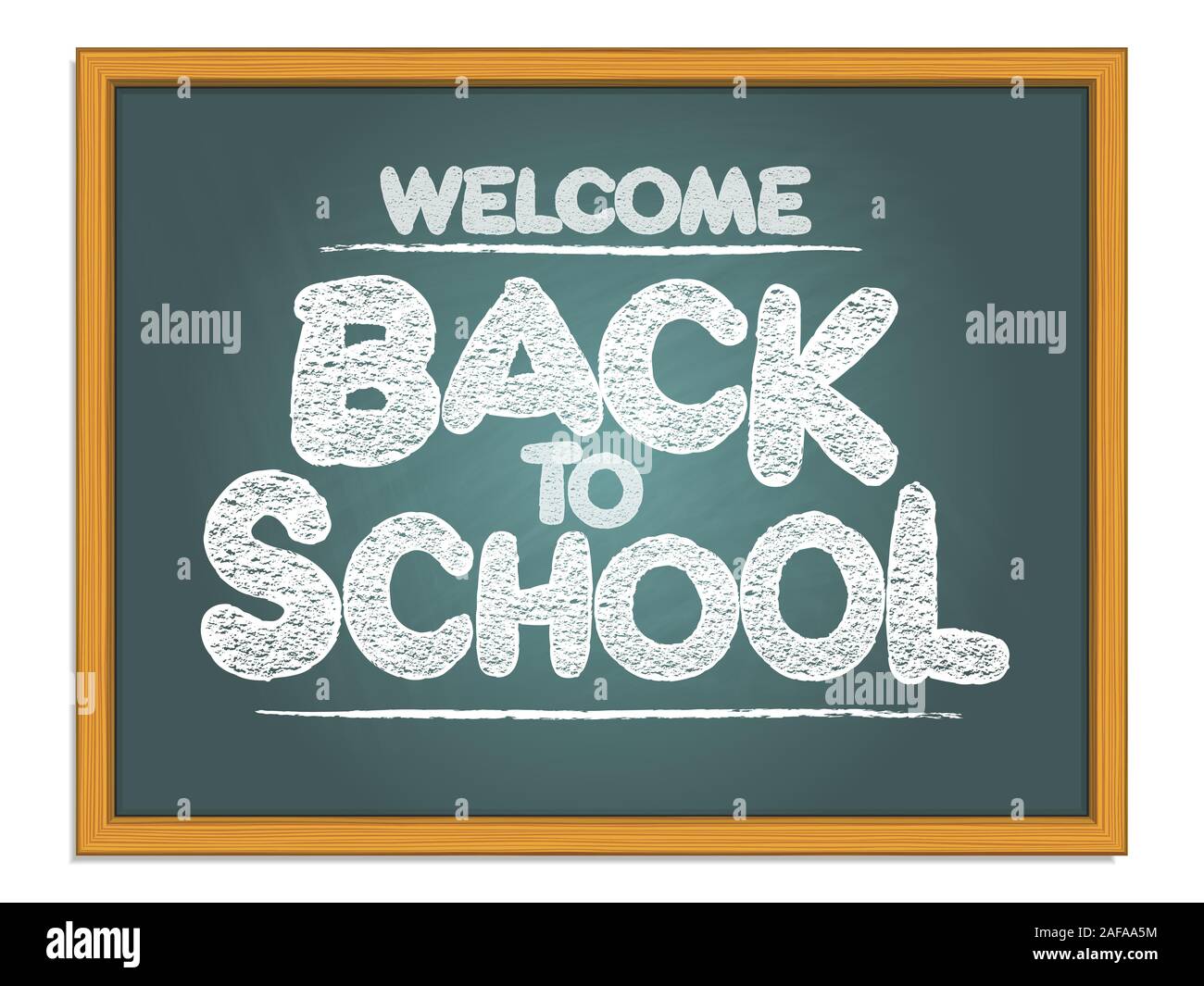 Back to school white chalk lettering on green chalkboard Stock Vector ...