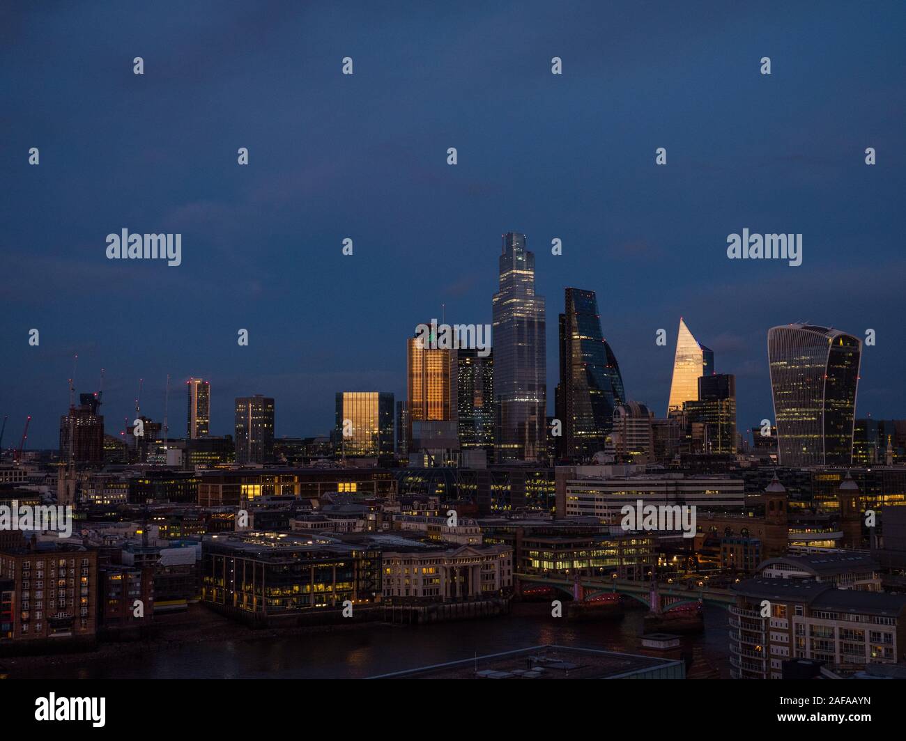Night Time Landscape View of City of London Skyline, London, England ...