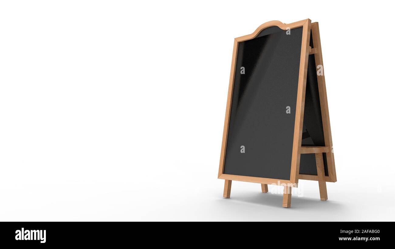 3d rendering of a standing chalkboard isolated in a white studio background Stock Photo