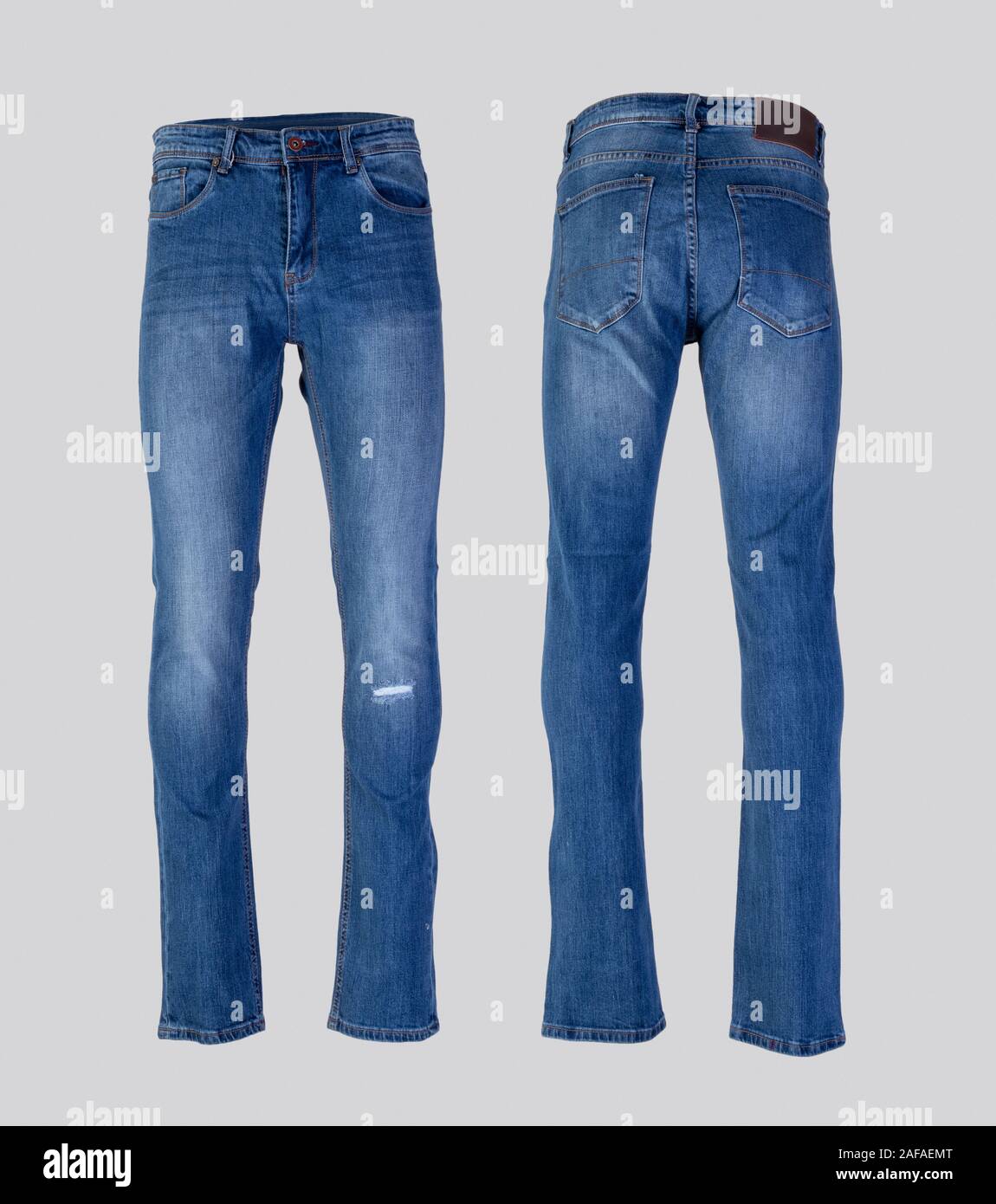 Men blue jeans isolated on white background, front and back view Stock ...