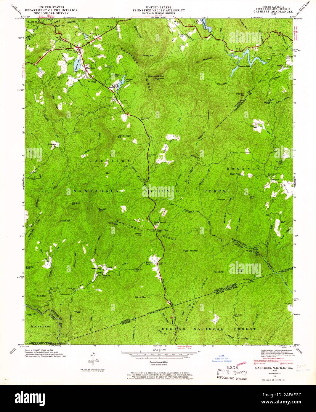 USGS TOPO Map North Carolina NC Cashiers 164134 1946 24000 Restoration ...