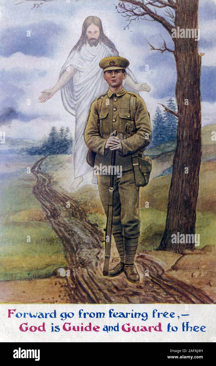 GOD IS GUIDE British WW1 propaganda illustration Stock Photo