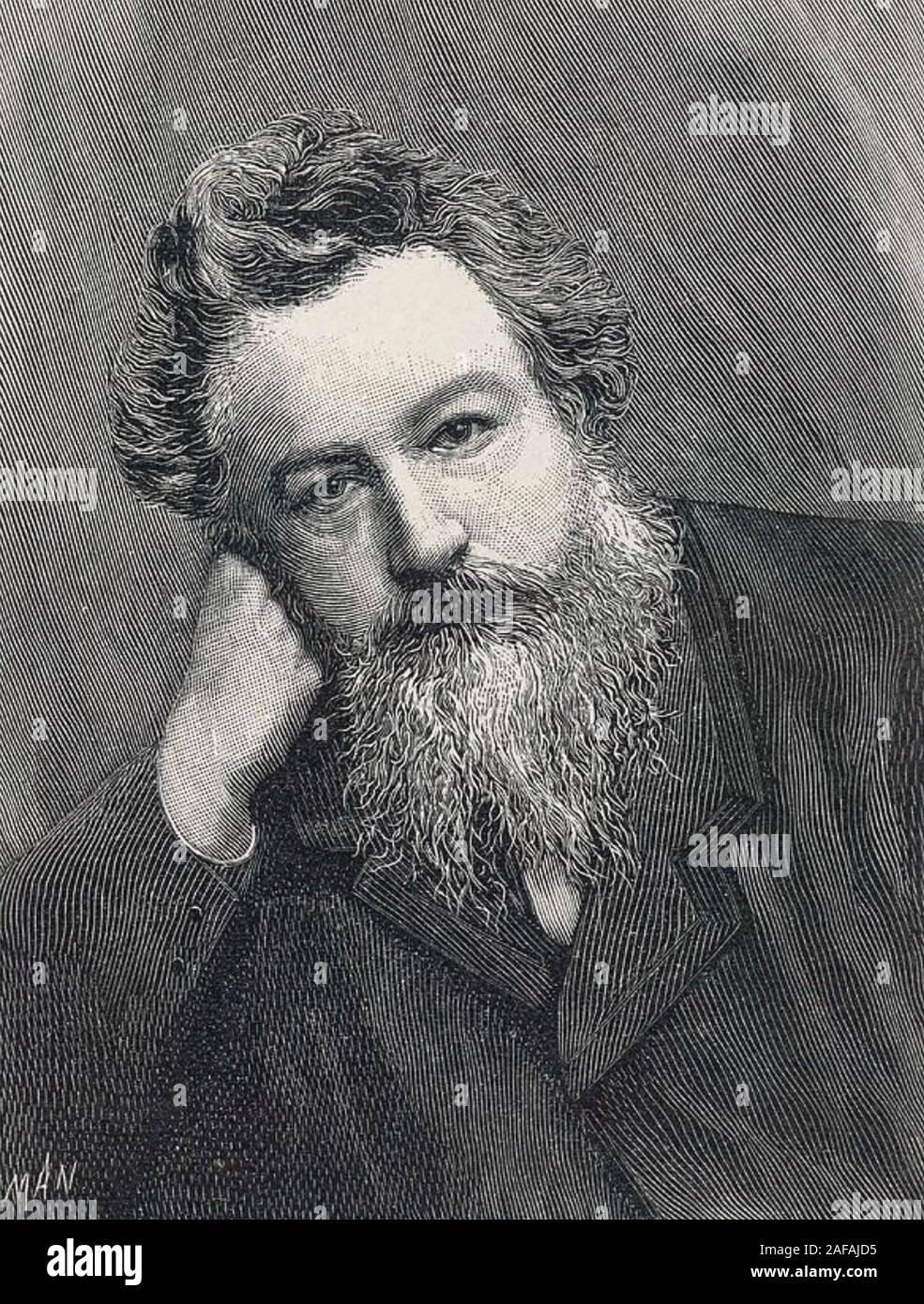 WILLIAM MORRIS  (1834-1896) English textile designer, poet and socialist activist by Frederick Hollyer in 1888 Stock Photo