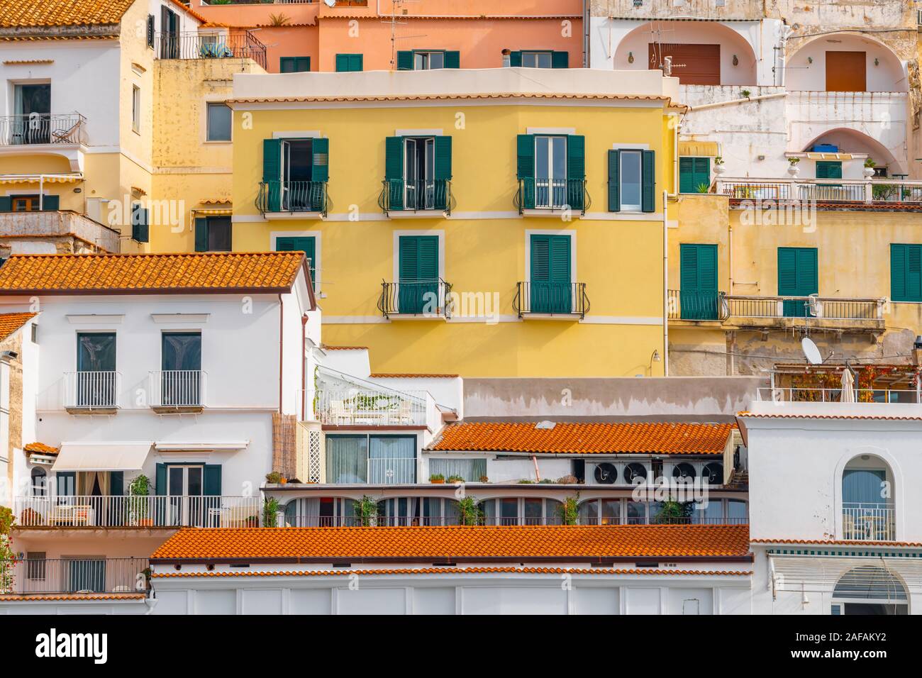 Beautiful colorful houses in Amalfi. Amalfi coast. Italy Stock Photo