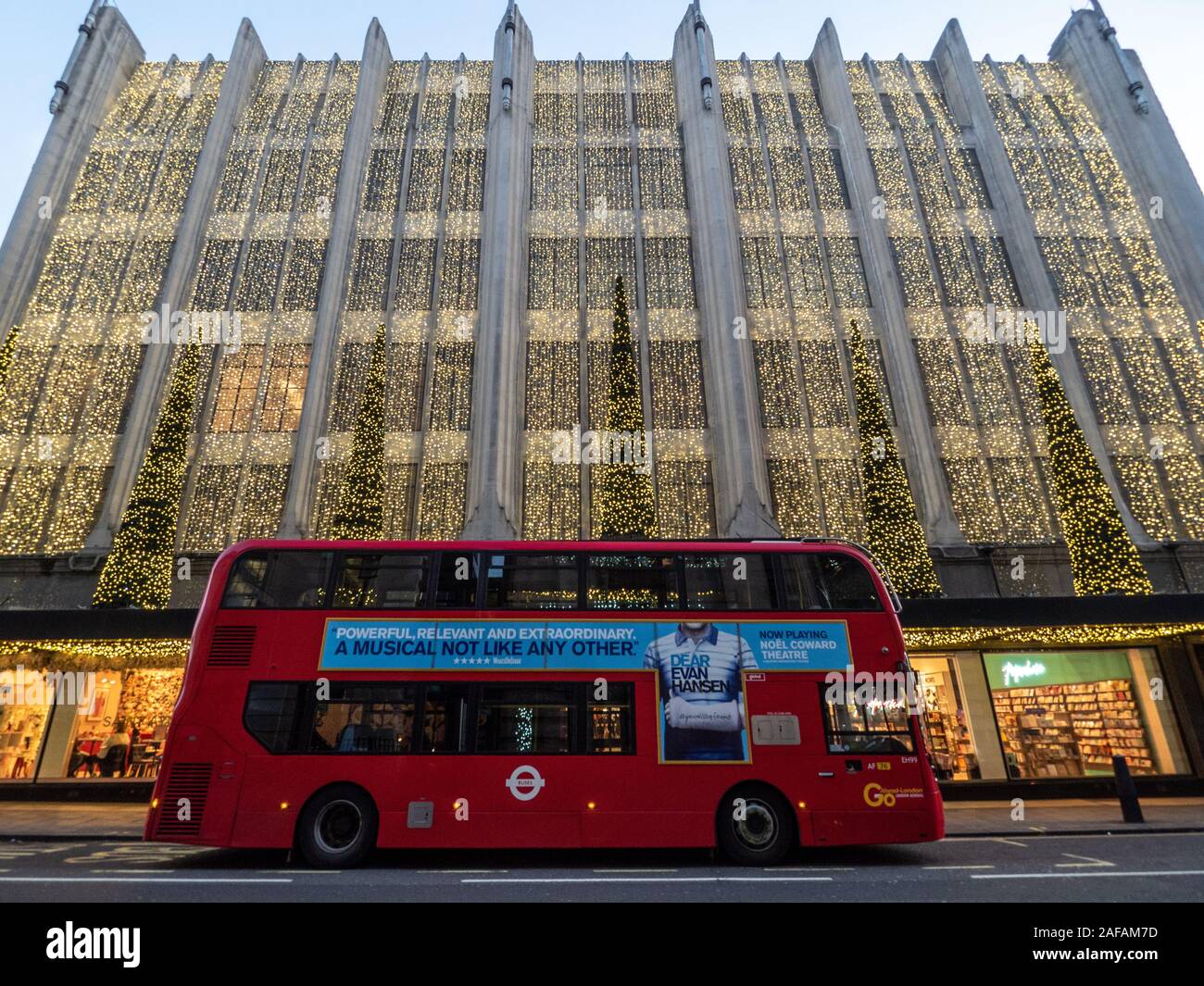 Festive House of Fraser Oxford St but as as seen from Henrietta Place. London. Stock Photo