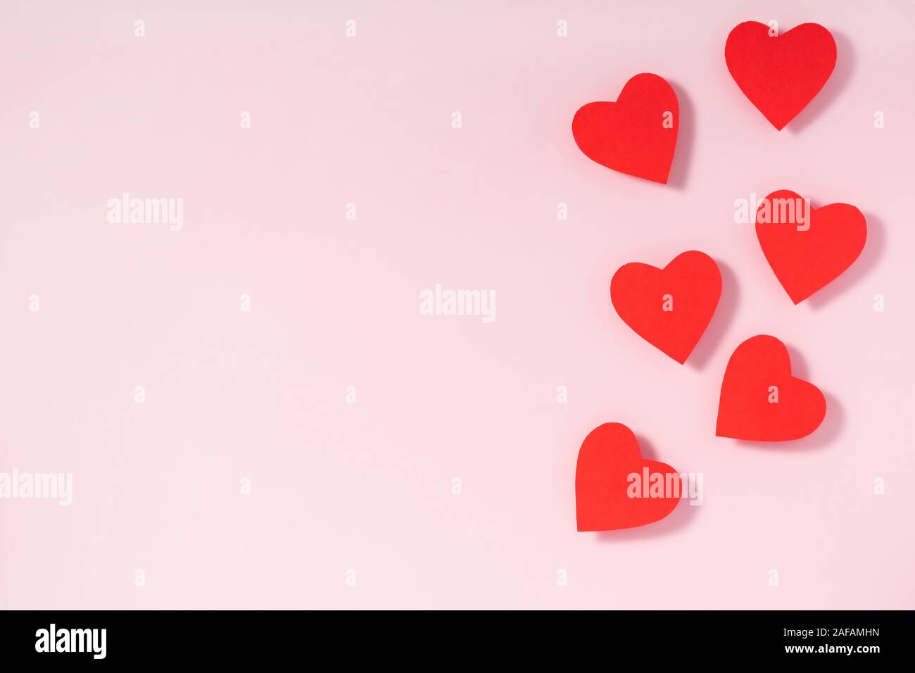 Cut Out Of Red Paper Hearts On White Background Isolated. Cute Valentines  Day, Womans Day, Love, Romantic Or Wedding Composition With Copy Space For  Your Text For Banner, Congratulation, Card, Offer, Flyer